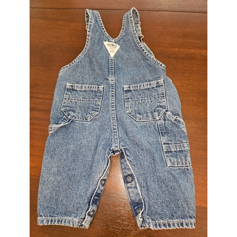 Vintage Oshkosh B'gosh Denim Overall Blue 3-6 Mo Snap Shorts Unisex Boys‎ Jean